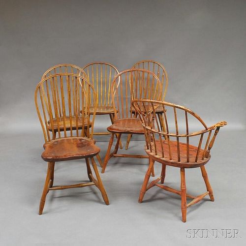 Six Bamboo-turned Windsor Chairs