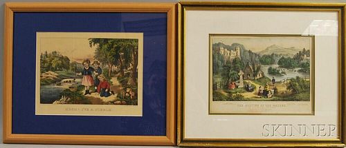 Two Framed Currier & Ives Hand-colored Engravings