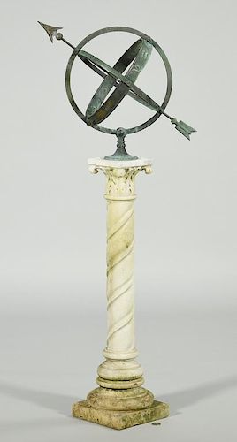 Armillary Sphere on Marble Pedestal
