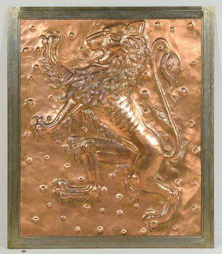 Copper Lion Bas Relief Plaque