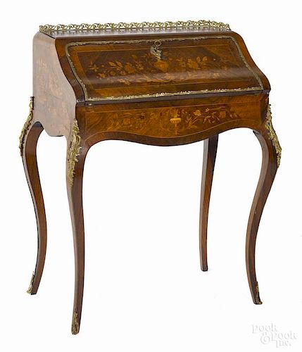 French ormolu mounted marquetry lady's writing desk, early 20th c., 37 3/4'' h., 30'' w.