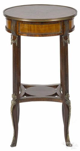 French ormolu mounted kingwood and mahogany veneer stand, early 20th c., 30 1/2'' h., 18'' w.