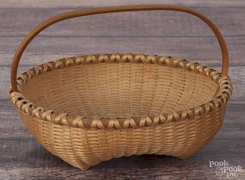 Martha Wetherbee, splint ash basket, initialed and dated '91, 4 1/4'' h.