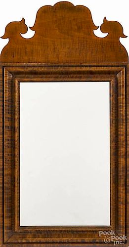Contemporary Chippendale style tiger maple mirror
