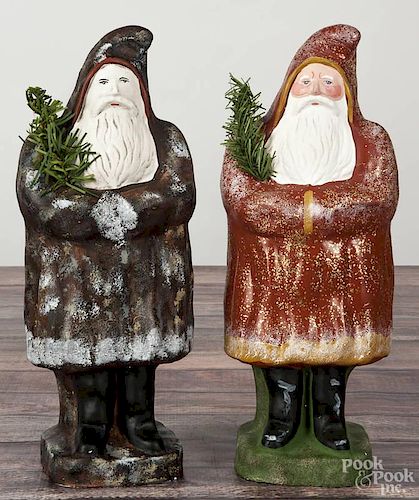 Two large contemporary chalkware belsnickle Santa Claus figures, signed C. Co. '86, 15'' h.