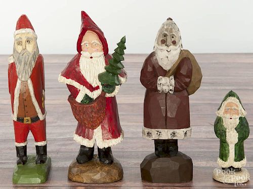 Daniel Strawser, carved Santa Claus, initialed and dated '87, 9 3/4'' h.