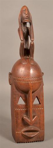 African Carved Bubinga Wood Ceremonial Mask.