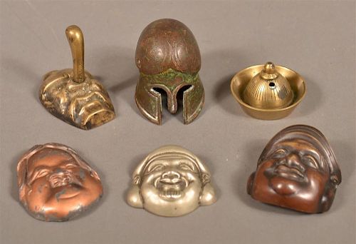 6 Various Metal Miniature Masks and Helmets.
