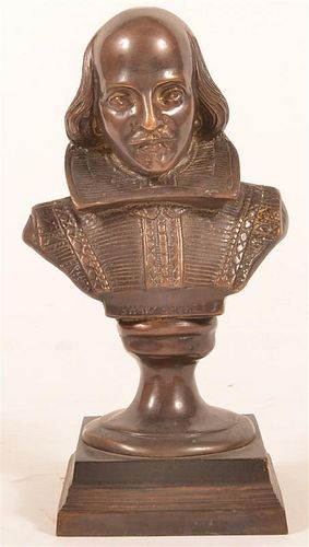 Unsigned Vintage Bronze Bust of Shakespeare.