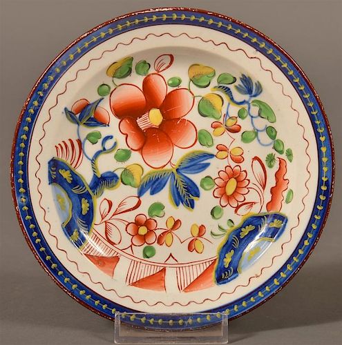 Gaudy Dutch Single Rose Pattern Toddy Plate.