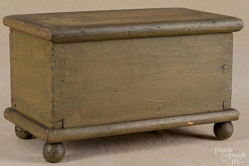 Pennsylvania painted pine miniature blanket chest, ca. 1830, 9 1/4'' h., 14'' w., 7 1/2'' d.