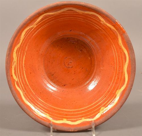 19th Century Yellow Slip Redware Bowl.