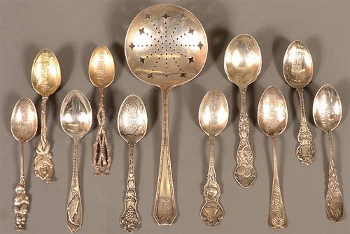 Lot of Eleven Various Sterling Silver Spoons.