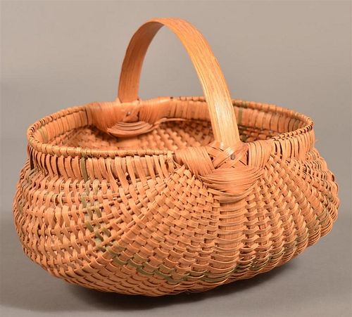 Antique Pennsylvania Oak Splint Egg Basket.