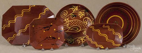Five pieces of Lester Breininger redware, signed and dated in the 1980's, bowl - 3 1/4'' h.