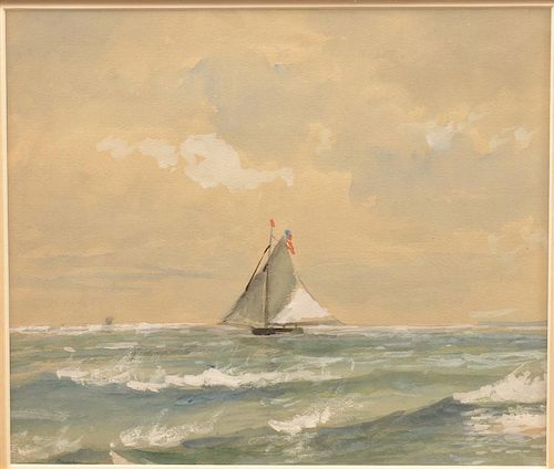 Edmound D. Lewis Watercolor Seascape Painting.