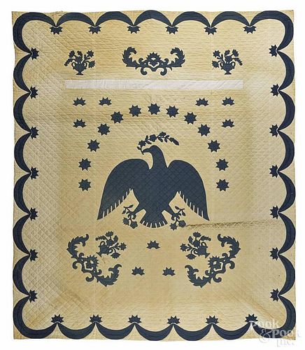 Appliqué eagle quilt, mid 20th c., with a swag border, 84'' x 96''.