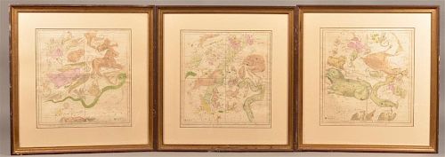 Set of Three Hand-Colored Celestial Charts.