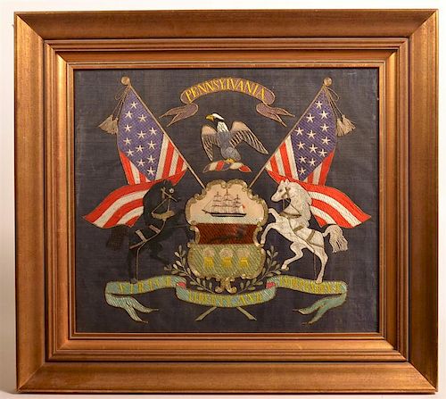 Vintage Needlework Pennsylvania Coat of Arms.