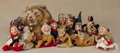 Group of Steiff animals, 20th c., together with a group of hand puppets and other animals