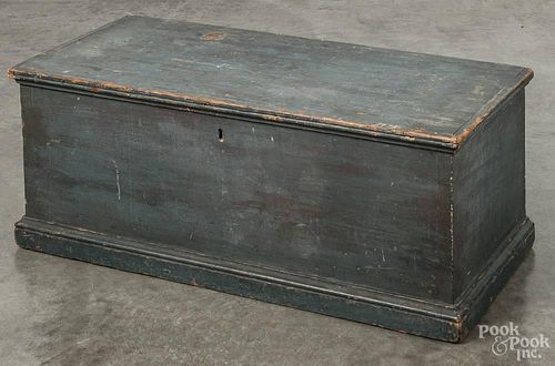 Pennsylvania painted pine blanket chest, mid 19th c., retaining an old blue surface, 15'' h.