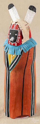 Dennis Pioche, carved and painted outsider art figure of a Native American, titled Born of Water