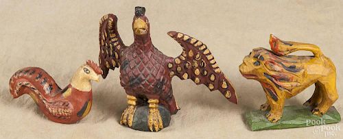 Daniel Strawser, carved and painted eagle, initialed and dated '76, 5'' h., 6 1/4'' w.