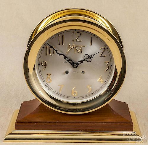 Chelsea Millennium brass ship's clock with its original box, 12 1/2'' h.