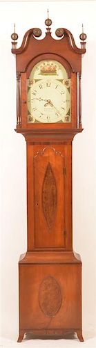 John J. Krause, PA Hepplewhite Tall Case Clock.