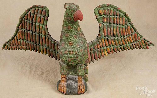 Keith Collis, large carved and painted eagle, signed and dated 1982, 16'' h., 33 1/2'' w.