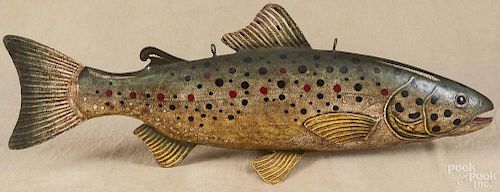 Contemporary painted tin salmon, 36 1/2'' l.