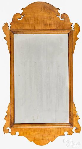 Chippendale style tiger maple mirror, 20th c., 35'' h., 19 1/2'' w.