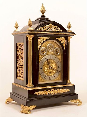Ebonized Triple Fusee English Bracket Clock.