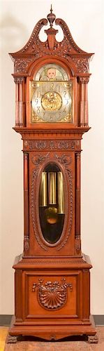 Carved Mahogany  Victorian Tall Case Clock.