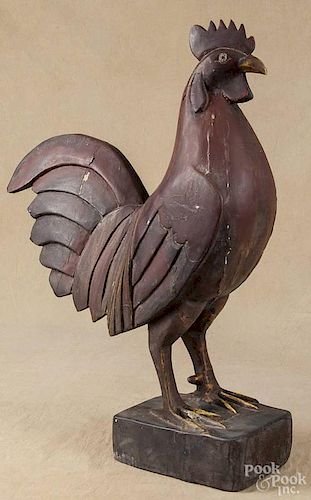 Contemporary carved and painted rooster, 31 1/2'' h.