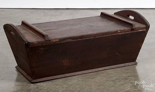 Pennsylvania painted pine dough box, 19th c., retaining an old red surface, 12 1/2'' h., 33'' w.