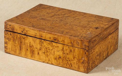 Burled dresser box, 19th c., 2 3/4'' h., 7 1/2'' w.