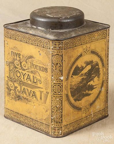 Dwinell Hayward & Co., Boston coffee tin, ca. 1900, 9 1/2'' h.