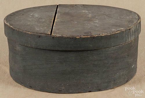 Large painted bentwood cheese box, ca. 1900, 9'' h., 21 1/2'' dia.