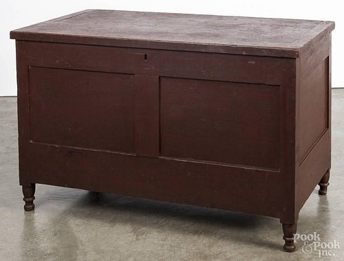 Pennsylvania painted pine blanket chest, 19th c., with sunken panels and turned feet