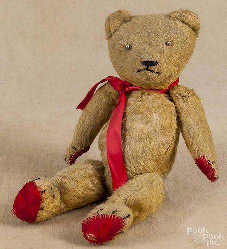 Jointed mohair teddy bear, early 20th c., 15'' h.