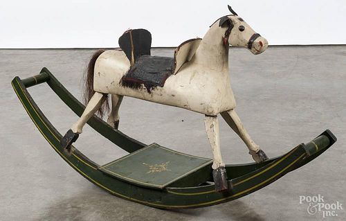Carved and painted rocking horse, 19th c., 27 1/2'' h.