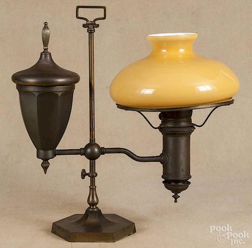Brass student lamp, late 19th c., 20'' h.