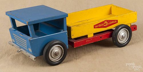 Wisa Gloria, painted wood toy truck, mid 20th c., 22 1/2'' l.