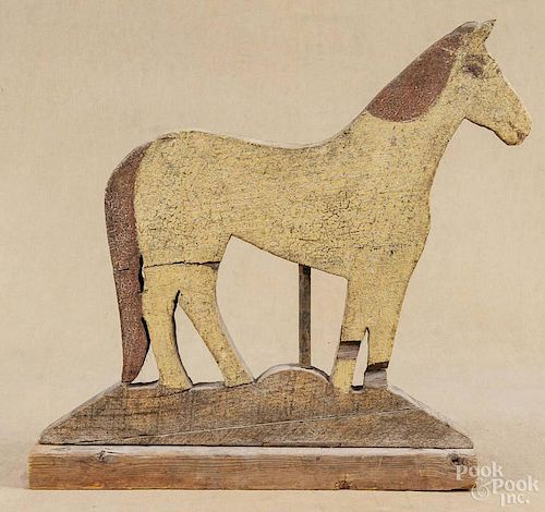 Painted wood horse silhouette, early 20th c., 18 1/2'' h., 17 1/2'' l.