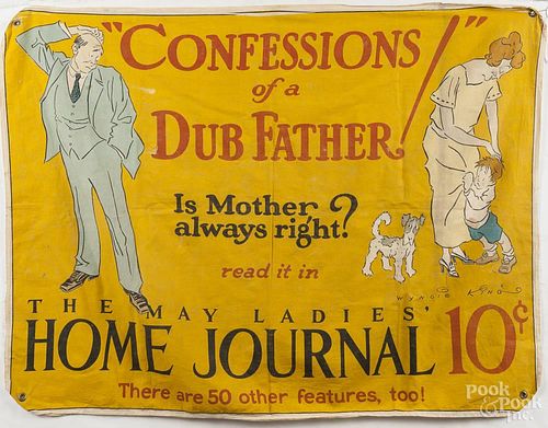 Cloth advertising banner for Ladies Home Journal, ca. 1900, 34'' x 46''.
