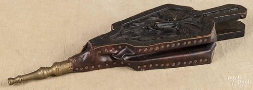 English carved oak bellows, 19th c., 19 1/2'' l.