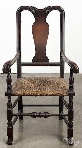 New England Queen Anne style side chair, ca. 1900, with Spanish feet, 43'' h.