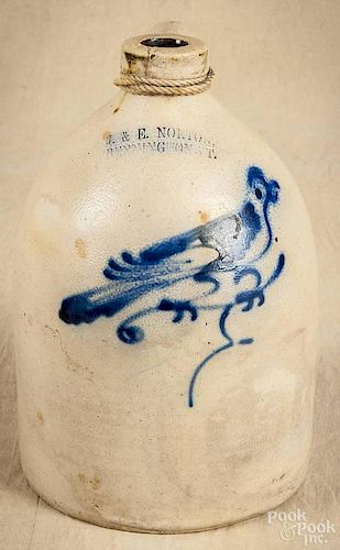 Vermont stoneware jug, 19th c., impressed J. & E. Norton Bennington Vt