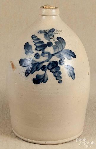 Pennsylvania four-gallon stoneware jug, 19th c., impressed Cowden & Wilcox Harrisburg Pa